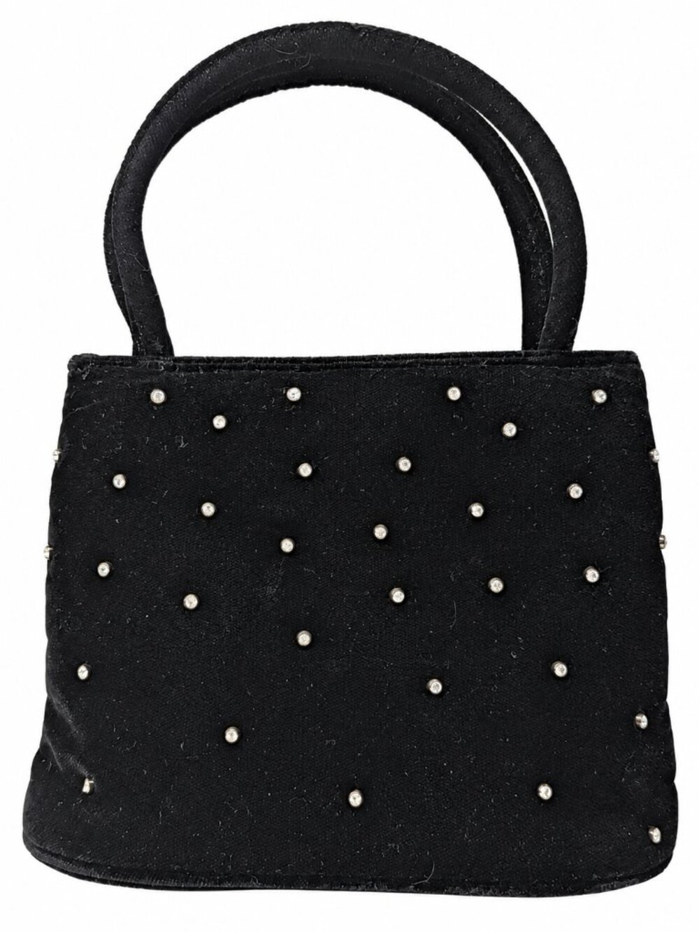 Vintage Black Rhinestone Mini Evening Bag with Strap